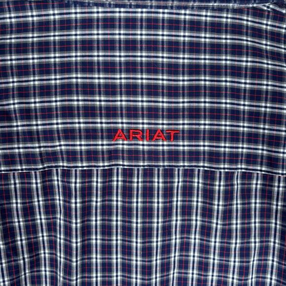 Ariat Pro Series Pearl Snap Plaid Shirt Navy Red White Men’s L - Picture 6 of 10